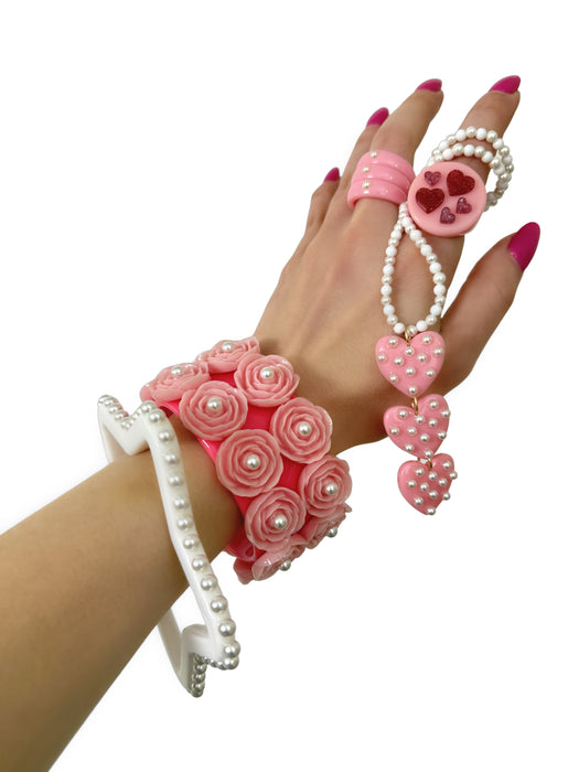 XL Wide Pearl Rose Cuff