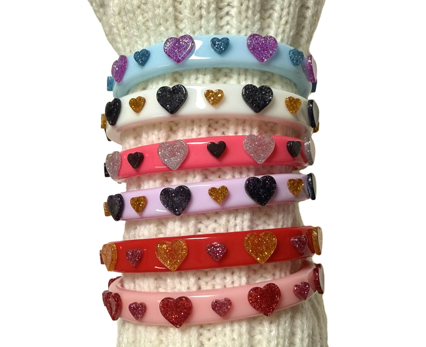 Extra Mini Glitter Hearts Thin Cuff