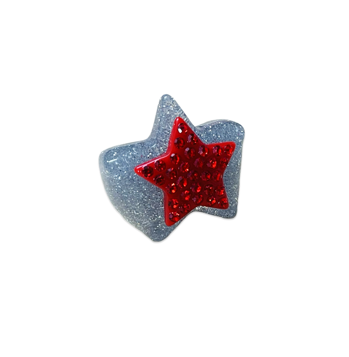 Large Crystal Star on Glitter Star Base Ring