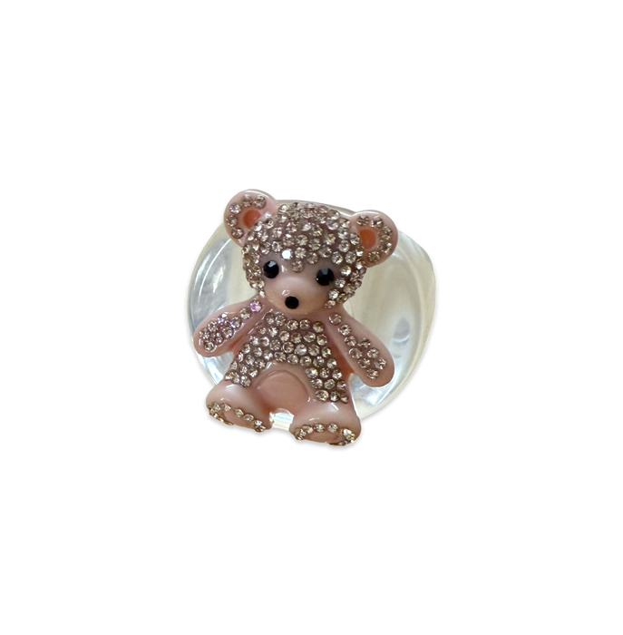 Crystal Bear Circle Ring