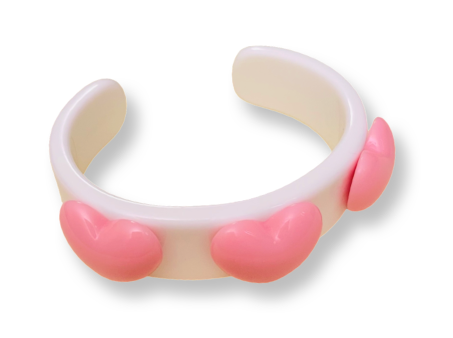 Puffy Heart Wide Cuff Bracelet