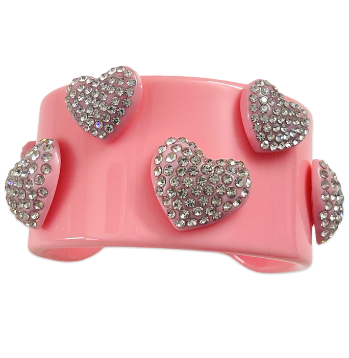 Multi Crystal Heart Extra Wide Cuff