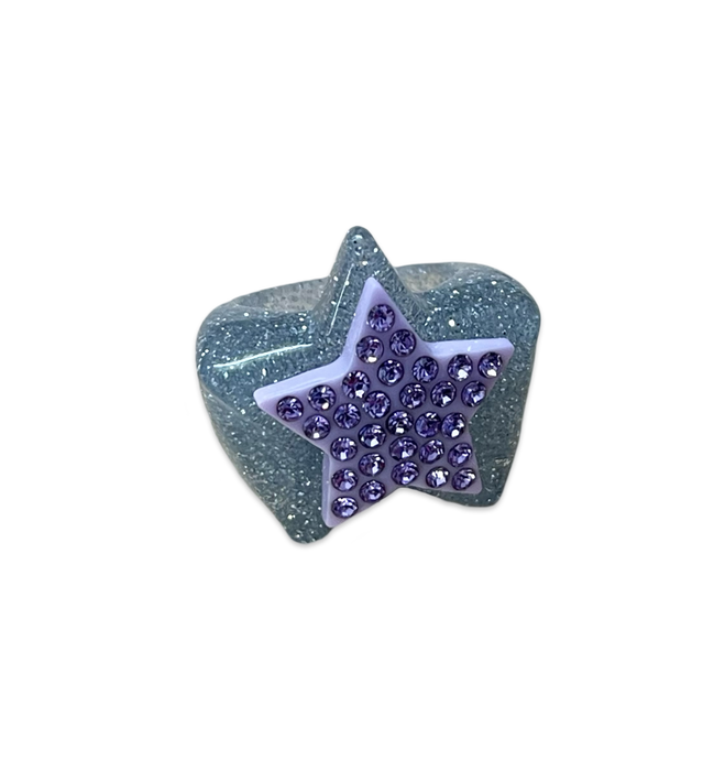 Large Crystal Star on Glitter Star Base Ring