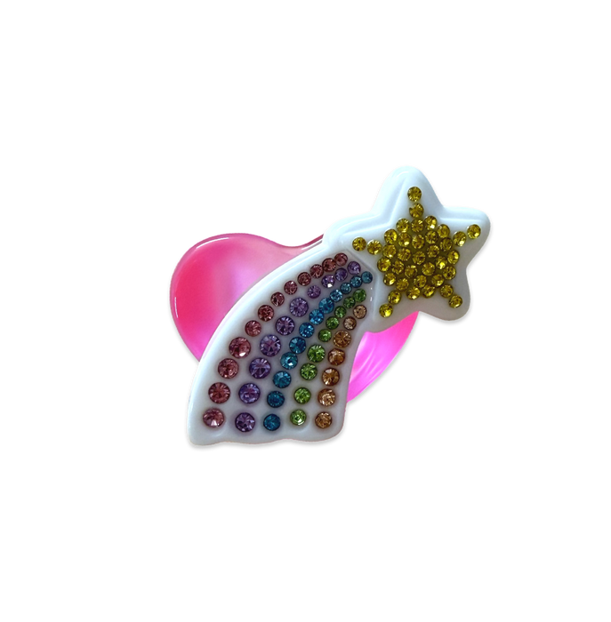 Crystal Rainbow Shooting Star Heart Ring