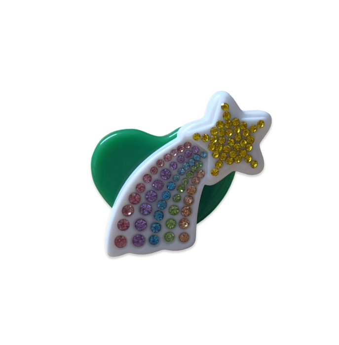 Crystal Rainbow Shooting Star Heart Ring