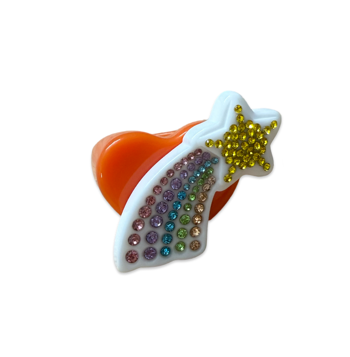 Crystal Rainbow Shooting Star Heart Ring