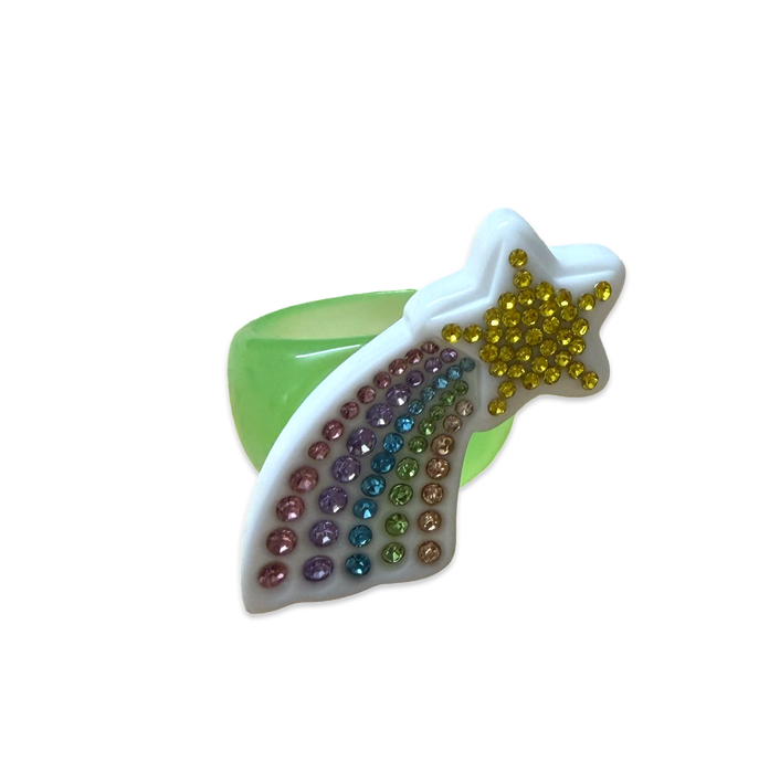 Crystal Rainbow Shooting Star Classic Ring